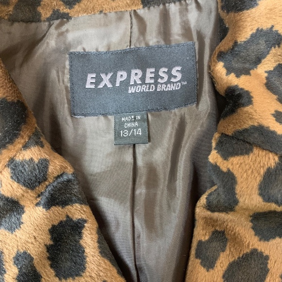 Express World Brand Leopard Print Coat Size 13/14 - Picture 3 of 8